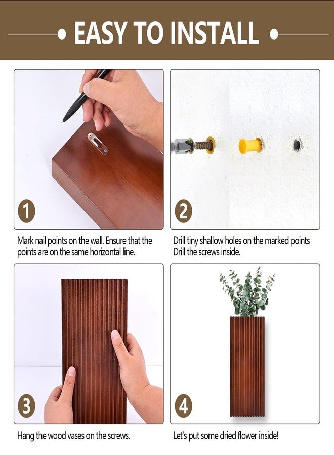ZELURA 2PCS Wood Wall Planter for Indoor Plants, Wooden Hanging Planter for Dried Flowers and Artificial Greenery Plants, Wooden Pocket Vases,Modern Farmhouse Wood Wall Decor for Living Room,Bedroom,Bathroom - Image 4